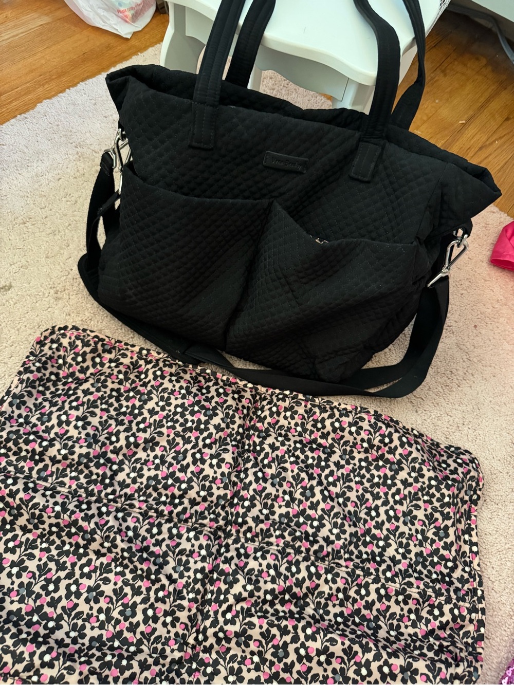 Vera Bradley Black Quilted Shoulder Baby Bag